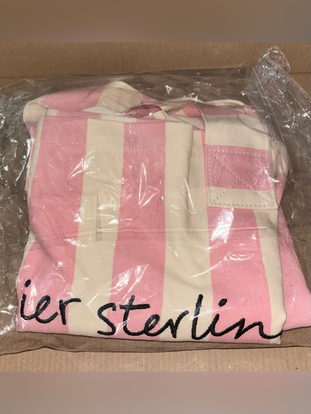NWT Frasier Sterling Sport Pink & Cream Cotton Canvas Tote Bag HUGE - Picture 6 of 14